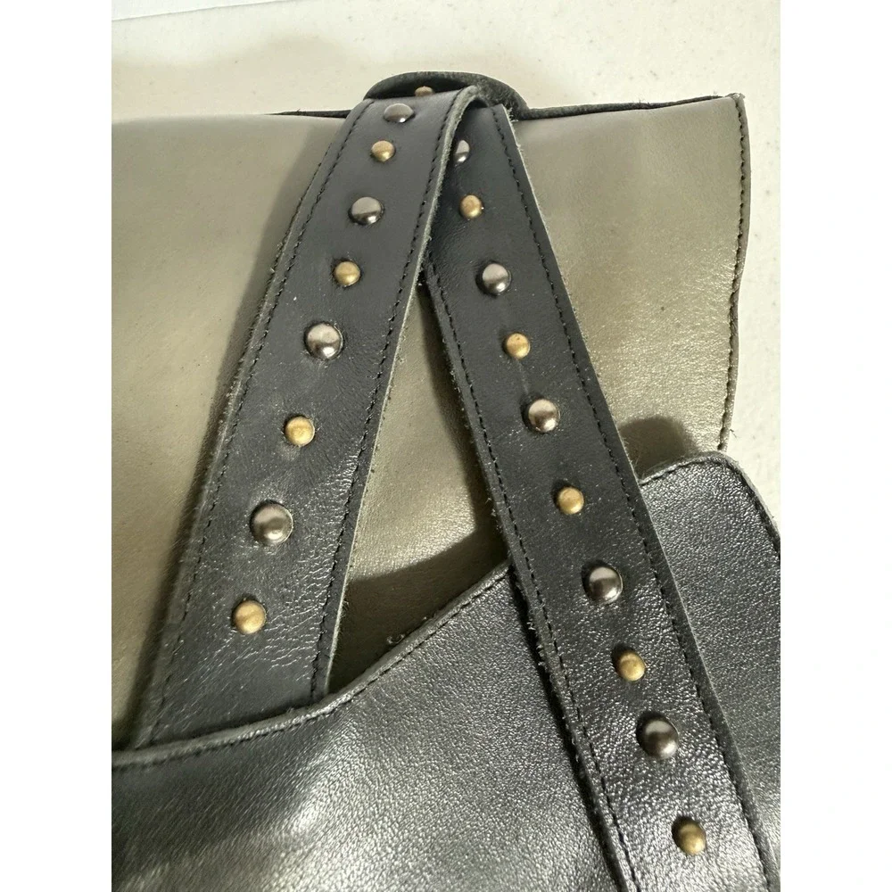 Adam Tucker Studded Leather  Bolero Ankle Boots black and green buckle